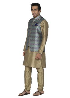 Grey Dupion Silk Kurta Pajama 2