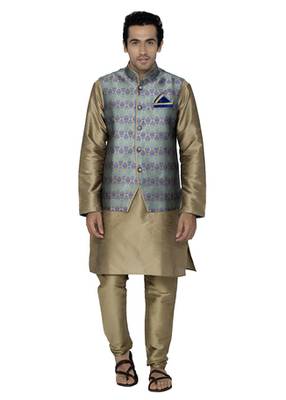 Grey Dupion Silk Kurta Pajama 3