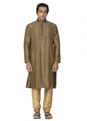 Brown Jaquard Kurta Pajama 1