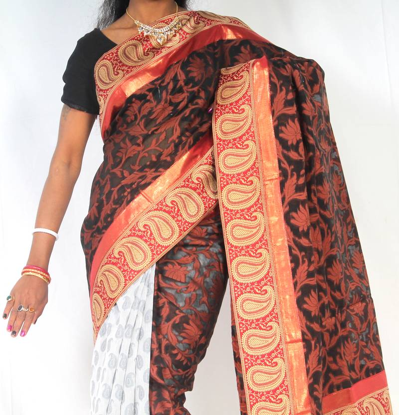 Supernet Half Half Designer Saree