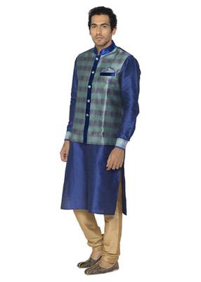Blue Dupion Silk Kurta Pajama 2