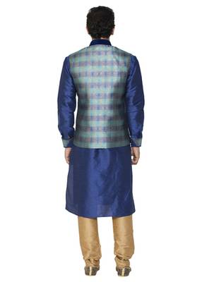 Blue Dupion Silk Kurta Pajama 3