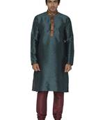 Green Dupion Silk Kurta Pajama