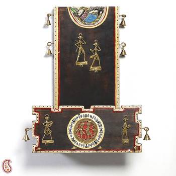 Wood And Metal Wall Art With Tribal Art And Hand Painted Motifs 1