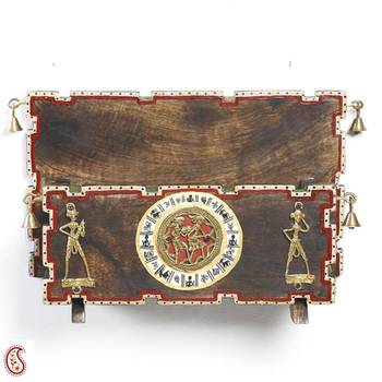 Wood And Metal Wall Letter Holder With Tribal Art 1