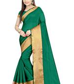 Green printed cotton saree with blouse