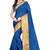 Navy blue printed cotton saree with blouse