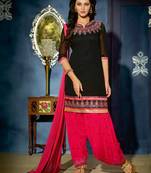 Indian Designer Bollywood Partywear Black Salvar Kameez Unstitched Dress Material MFab_A5