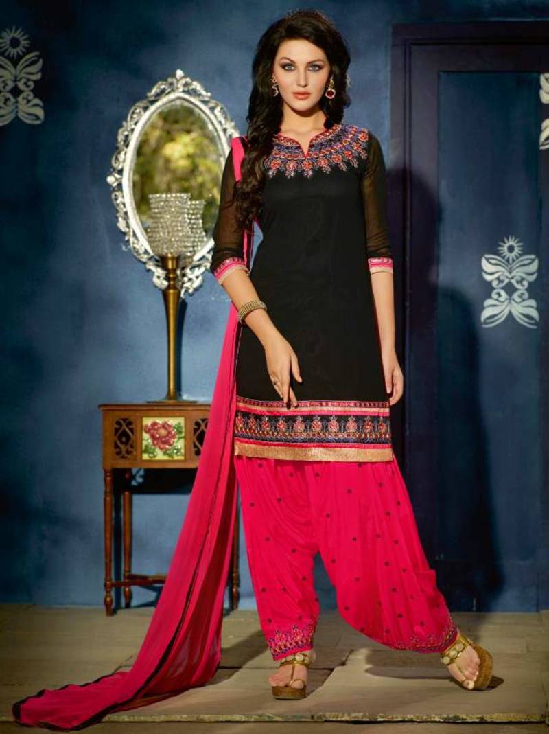 Indian Designer Bollywood Partywear Black Salvar Kameez Unstitched Dress Material MFab_A5