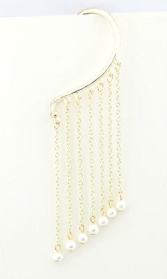 Gold Pearl Dangler Ear Cuff Earring 2