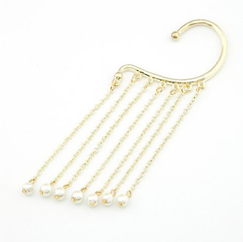 Gold Pearl Dangler Ear Cuff Earring 3