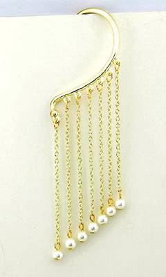Gold Pearl Dangler Ear Cuff Earring 4