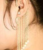 Gold Pearl Dangler Ear Cuff Earring