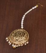 Gold pearl maang-tikka