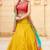 Yellow plain bhagalpuri silk lehenga with choli