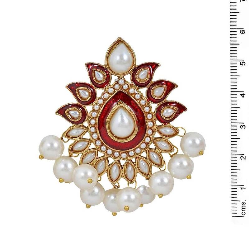 Traditional Gold Plated Red Maroon Meenakari Pearl Festive Earring