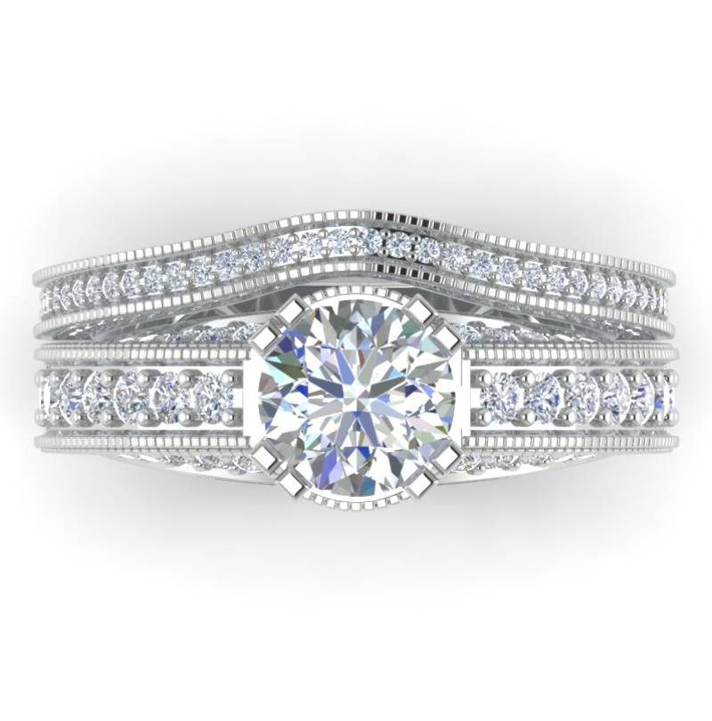 White Rhodium Plated White Stone Studded Exclusive Wedding Engagement ...