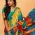 Multicolor printed crepe saree with blouse
