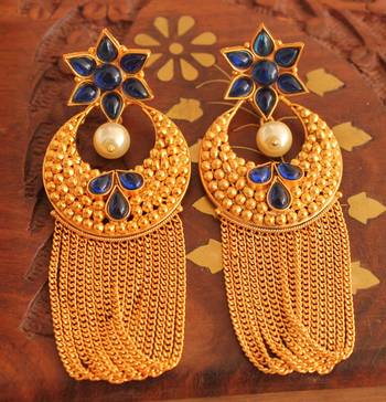 Gorgeous Matte Finish Blue Designer Earring 1