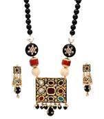 Black Onex Navratan Locket Royal Necklace Set