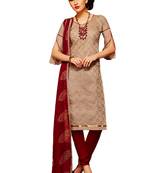 Indian Designer Bollywood Partywear Beige Salvar Kameez Unstitched Dress Material MFab146