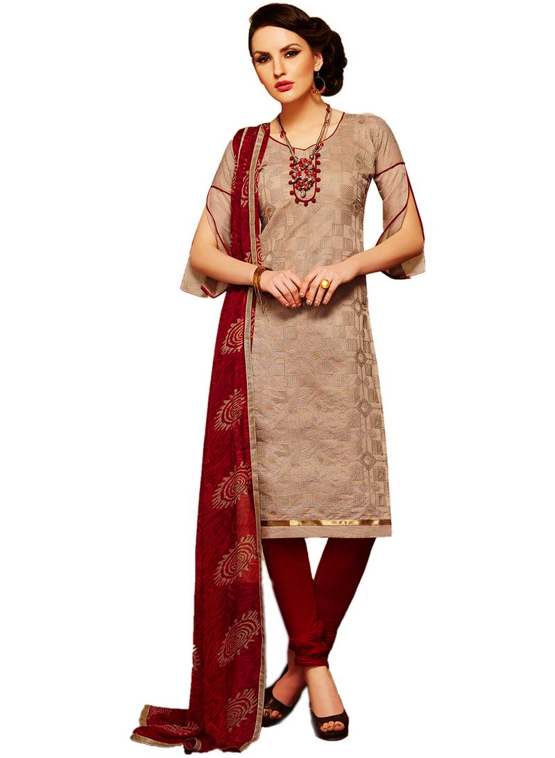 Indian Designer Bollywood Partywear Beige Salvar Kameez Unstitched Dress Material MFab146