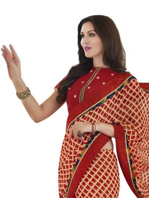 Red embroidered georgette saree with blouse 2