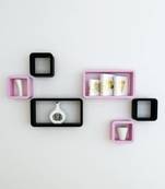 MDF Cube Shape Floating Wall Shelves Set of 6