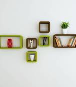 MDF Cube Shape Floating Wall Shelves Set of 6