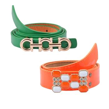 " Floroscent Orange And Green Color" Belt Combo For Womens 1