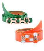 " Floroscent Orange And Green Color" Belt Combo For Womens