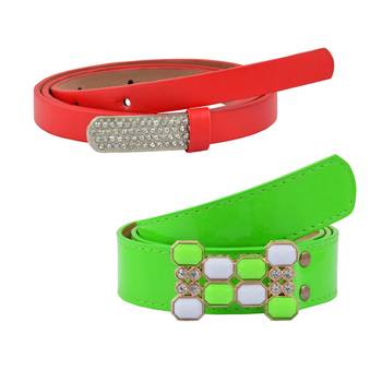 " Floroscent Orange And Red Color" Belt Combo For Womens 1