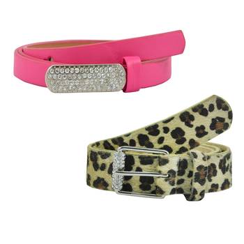 " Leopard Print And Pink Color" Belt Combo For Womens 1