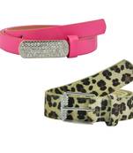 " Leopard Print And Pink Color" Belt Combo For Womens