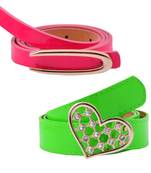 " Green And Pink" Belt Combo For Womens