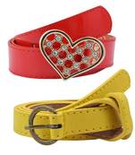 " Yellow And Red Color" Belt Combo For Womens