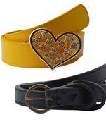 " Yellow And Black Color" Belt Combo For Womens