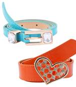" Orange And Blue Color" Belt Combo For Womens