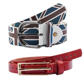 " Flag Print And Red Color" Belt Combo For Womens 1