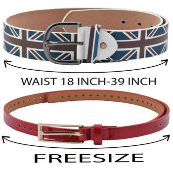 " Flag Print And Red Color" Belt Combo For Womens 4