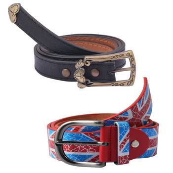 " Printed Red And Black" Belt Combo For Womens 1