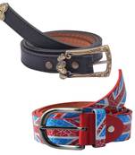 " Printed Red And Black" Belt Combo For Womens