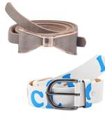 " Printed White And Grey Color" Belt Combo For Womens