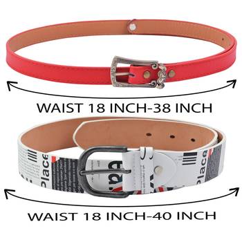 " Printed White And Red Color" Belt Combo For Womens 4