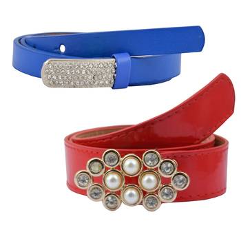 " Blue And Red Color" Belt Combo For Womens 1