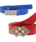 " Blue And Red Color" Belt Combo For Womens