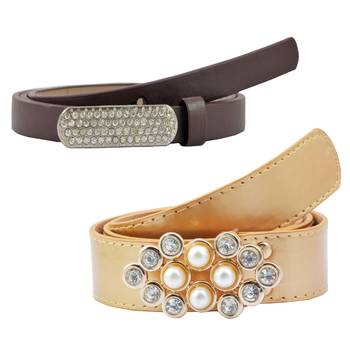 " Beige And Brown Color" Belt Combo For Womens 1