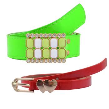 " Floroscent Green And Red Color" Belt Combo For Womens 1
