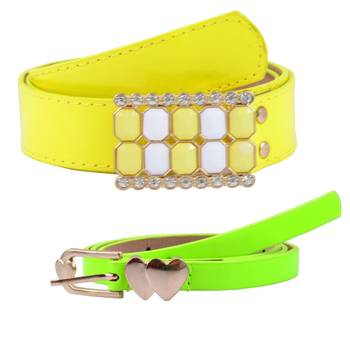 " Yellow And Floroscent Green Color" Belt Combo For Womens 1