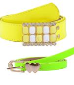 " Yellow And Floroscent Green Color" Belt Combo For Womens